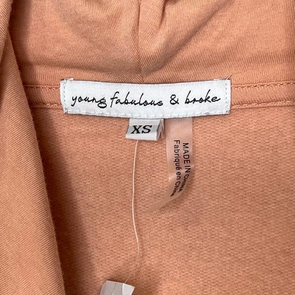 YFB NWT Young Fabulous & Broke Peach Piper Cowl Neck Hoodie Sweatshirt XS - Picture 5 of 7
